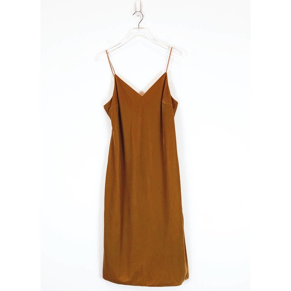 Good American Slip Velvet Midi V-Neck Gold Dress Women's Size Medium - Picture 3 of 10